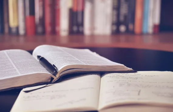 Open books in a Library study Session