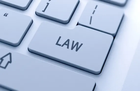 keyboard with the word 'Law' showing on return button