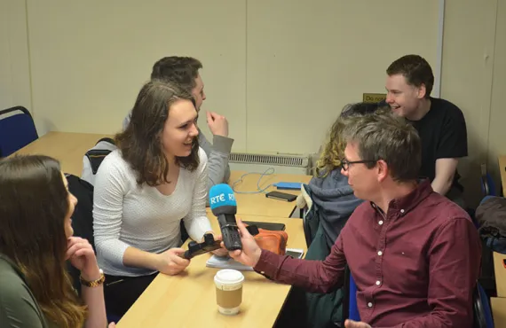 Cian McCormack of RTE with Griffith College journalism students