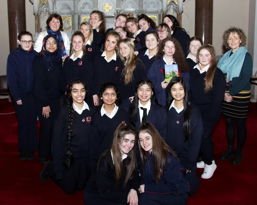 Students from St. Vincent's at the presentation of their award Students from St. Vincent's at the presentation of their award