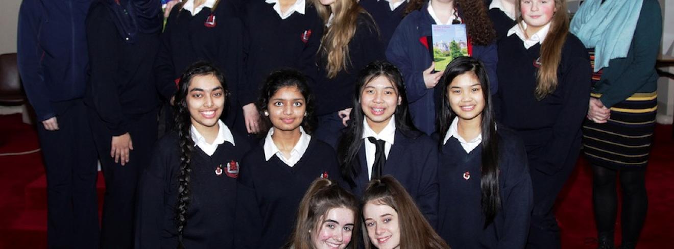 Students from St. Vincent's at the presentation of their award Students from St. Vincent's at the presentation of their award